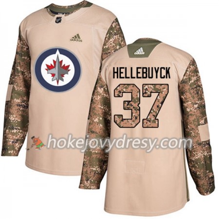 Pánské Hokejový Dres Winnipeg Jets Connor Hellebuyck 37 Adidas 2017-2018 Camo Veterans Day Practice Authentic